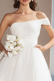 One Shoulder Ivory A Line Graduation Dress