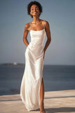 Glitter Ivory Sheath Maxi Vacation Dress