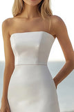 Strapless Ivory Ruffled A Line Graduation Dress