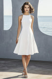 Ivory A Line Round Neck Graduation Dress
