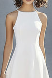 Ivory A Line Round Neck Graduation Dress