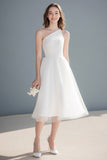 Ivory A Line One Shoulder Graduation Dress
