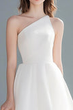 Ivory A Line One Shoulder Graduation Dress