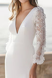 Ivory Sheath Wedding Dress with Long Sleeves