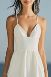 Ivory A Line Spaghetti Straps Long Holiday Dress