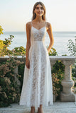 Lace Ivory A Line Long Graduation Dress
