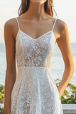 Lace Ivory A Line Long Graduation Dress
