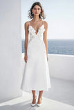 Ivory A Line Graduation Dress with 3D Flowers