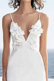 Ivory A Line Graduation Dress with 3D Flowers