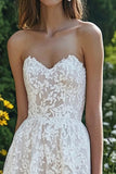 Strapless Lace Ivory A Line Graduation Dress