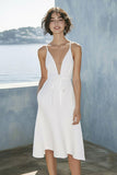 Ivory A Line Spaghetti Straps Graduation Dress