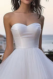 Strapless Ivory A Line Midi Graduation Dress