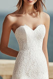 Lace Strapless Ivory Graduation Dress