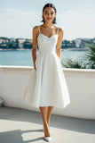 A Line Ivory Spaghetti Straps Graduation Dress