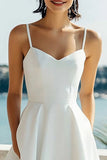 A Line Ivory Spaghetti Straps Graduation Dress