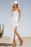 Strapless Sheath Ivory Asymmetrical Graduation Dress
