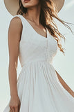 Simple A Line Long Ivory Graduation Dress