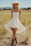 Simple A Line Mini Ivory Graduation Dress