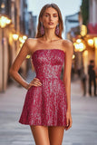 Sparkly Strapless Fuchsia Cocktail Dress