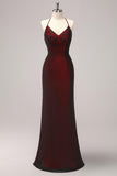 Sheath Beaded Black Red Formal Dress with Lace-up Back