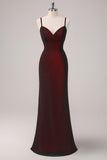 Black Red Spaghetti Straps Maxi Dress with Beading