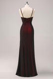 Black Red Spaghetti Straps Maxi Dress with Beading
