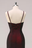 Black Red Spaghetti Straps Maxi Dress with Beading