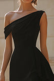 Asymmetrical Neck A Line Little Black Dress