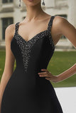 Beaded A Line Spaghetti Straps Little Black Dress