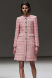 Sheath Long Sleeve Pink Round Neck Work Dress