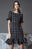 Black Sheath Bateau Neck Short Sleeve Work Dress