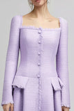 Lilac A Line Square Neck Midi Work Dress