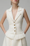 Ivory 2-Piece Ivory Tweed A-Line Work Dress