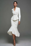 Mermaid Ivory 2 Piece Ruffled Work Dress