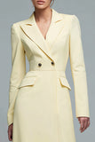 Daffodil Peak Lapel A Line Asymmetrical Work Dress