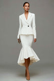 Mermaid Ivory 2 Piece Work Dress with Ruffles
