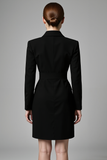 Black Pencil Long Sleeve Work Dress with Belt