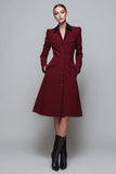 Dark Red A Line Single Breasted Work Dress
