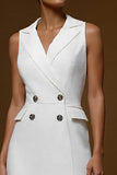 Ivory Notched Lapel Mermaid Work Dress