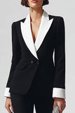 Black and White 2-Piece Peak Lapel Business Suit