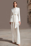 2-Piece Ivory Work Suit with Sash