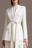 2-Piece Ivory Work Suit with Sash
