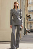 Grey 2-Piece Peak Lapel Business Suit