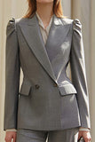 Grey 2-Piece Peak Lapel Business Suit