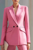 2-Piece Pink Peak Lapel Work Suit