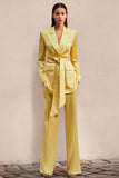 2-Piece Daffodil Peak Lapel Business Suit with Sash