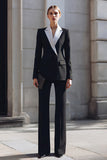 Peak Lapel Slim Fit Black and White 2-Piece Work Suit
