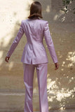 2-Piece Lilac Peak Lapel Work Suit with 3D Flower