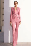 Double Breasted 2-Piece Peak Lapel Dusty Rose Business Suit