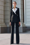 2-Piece Slim Fit Black and White Work Suit